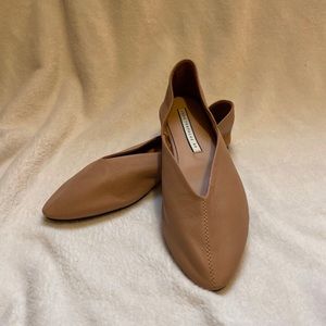 Zara Nude Leather Flats